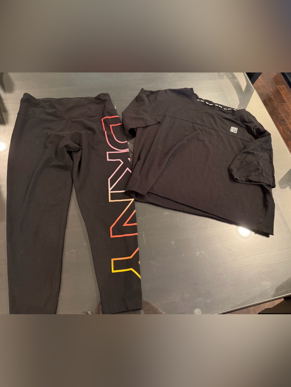 DKNY Black Active Leggings with White Logo
